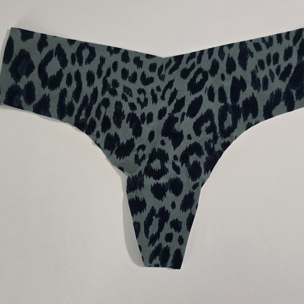 Victoria's Secret Gray and Black Leopard Print Thong Panties